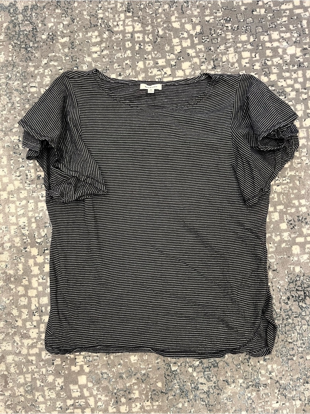 Max Studio Black and White Striped Short Sleeve Tee